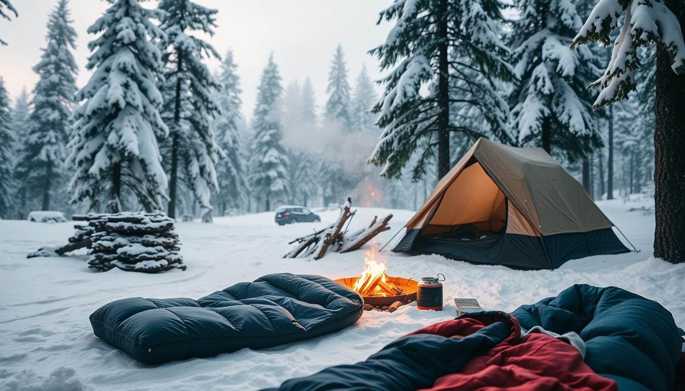 camping in the snow